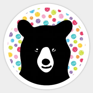 Black Bear with colorful polka dots Sticker